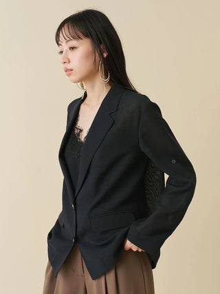 Sheer Single-Breasted Tailored Blazer