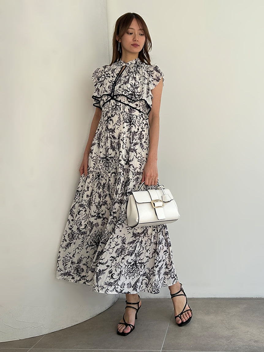 Pleated Floral Maxi Dress