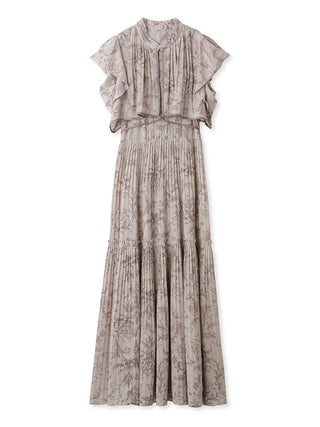 Pleated Floral Maxi Dress in lavender, premium women's dress at SNIDEL USA