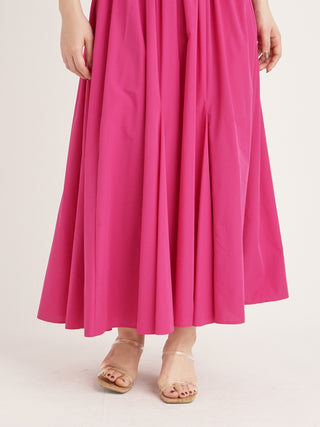 Sustainable Back Slit Maxi Shirt Dress in pink, premium women's dress at SNIDEL USA