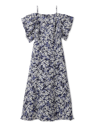 2way Puff Sleeve Floral Dress in blue, premium women's dress at SNIDEL USA