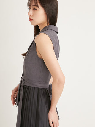 Switching Vest Dress in dark gray, premium women's dress at SNIDEL USA