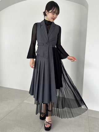  Switching Vest Dress in black, premium women's dress at SNIDEL USA