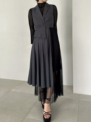  Switching Vest Dress in black, premium women's dress at SNIDEL USA