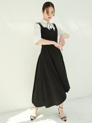 Asymmetrical Hem Dress in black, premium women's dress at SNIDEL USA