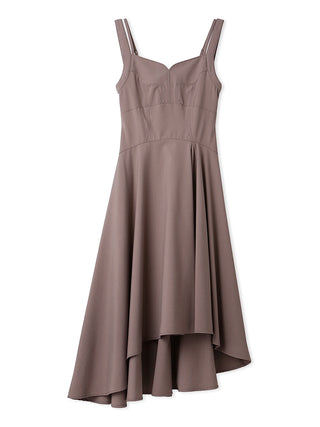 Asymmetrical Hem Dress in mocha, premium women's dress at SNIDEL USA