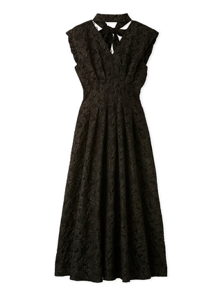 Overshoulder Jacquard Maxi Dress in black, premium women's dress at SNIDEL USA