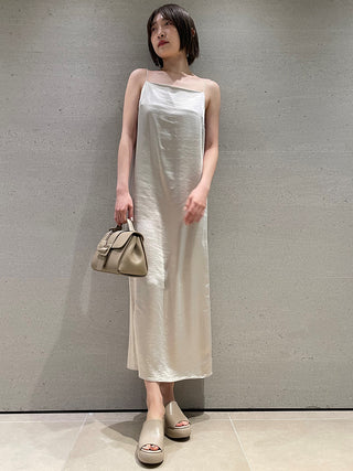 Cami Satin Slip Dress in ivory, premium women's dress at SNIDEL USA