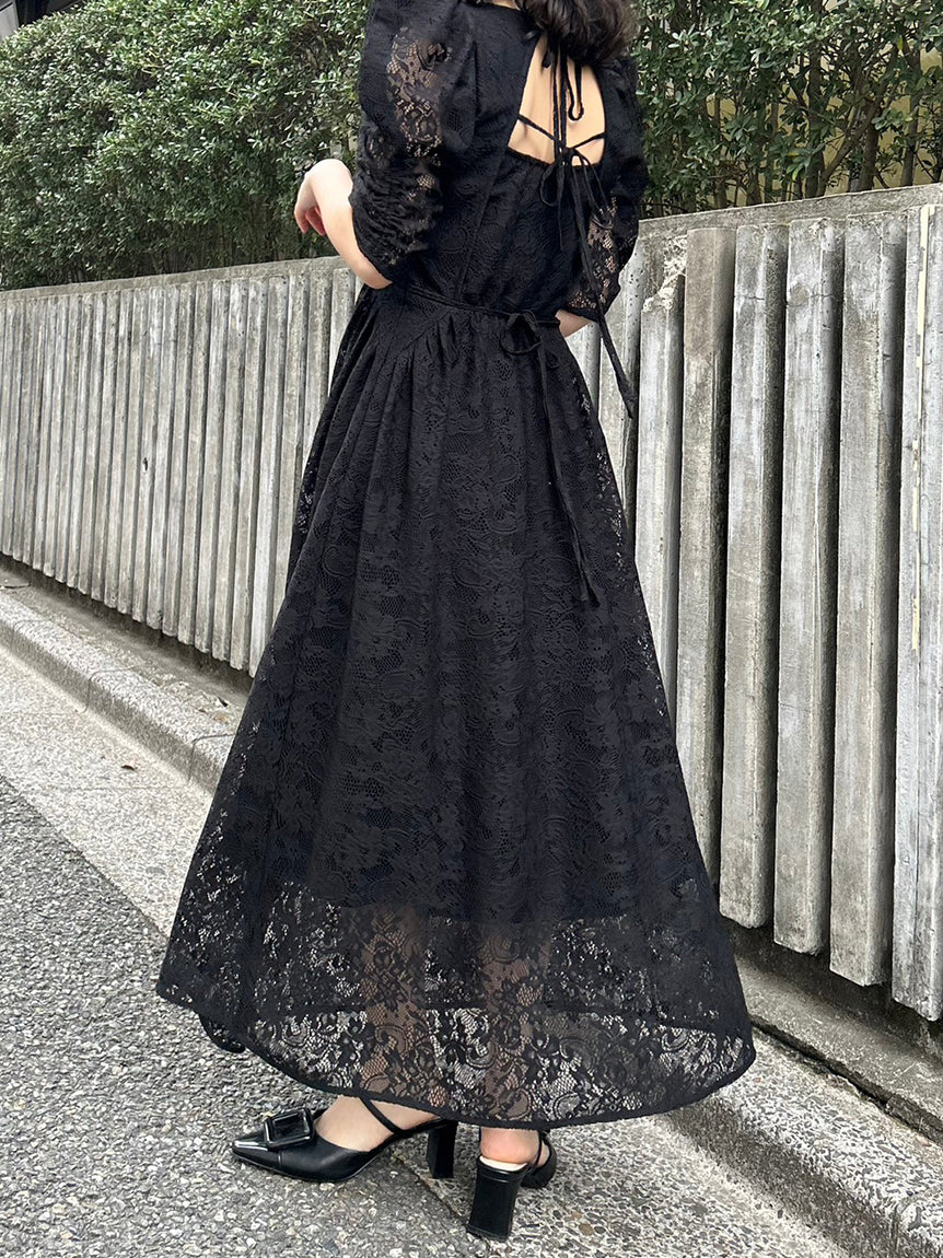 Sustainable Puff Sleeve Lace Dress