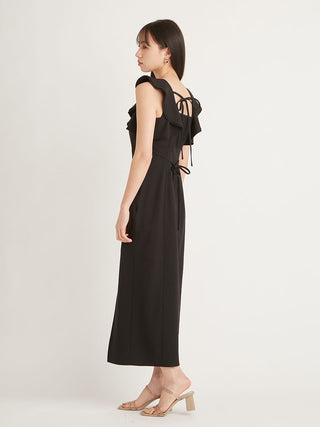  Tight I Line Slit Dress in black, premium women's dress at SNIDEL USA