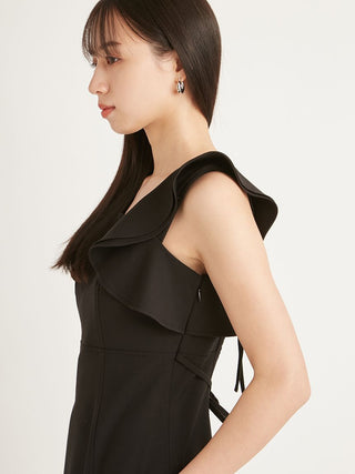  Tight I Line Slit Dress in black, premium women's dress at SNIDEL USA