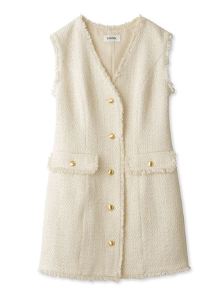 Tweed Vest Mini Dress in ivory, Luxury Women's Dresses at SNIDEL USA.