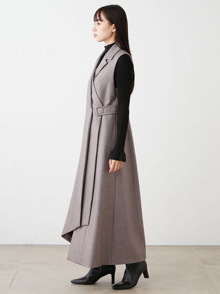 Sleeveless Tailored Long Dress in mix, Luxury Women's Dresses at SNIDEL USA.
