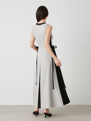 Elegant Pleated Side-Tie Maxi Dress in Mix at Luxury Women's Dresses at SNIDEL USA