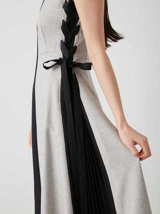 Elegant Pleated Side-Tie Maxi Dress