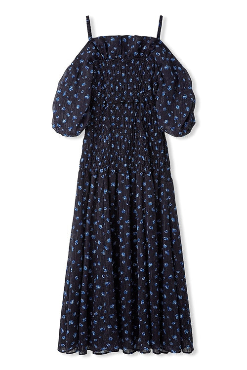 Drop Shoulder Puff Sleeve Shift Casual Maxi Dress main image 1