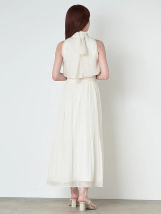 Chiffon Sleeveless Pleated Maxi Dress in IVORY, Luxury Women's Dresses at SNIDEL USA.