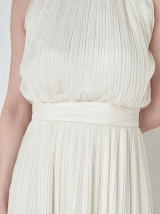 Chiffon Sleeveless Pleated Maxi Dress in IVORY, Luxury Women's Dresses at SNIDEL USA.