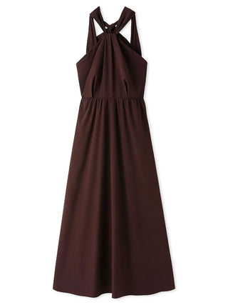 Halter Neck Maxi Dress in BORDEAUX, Luxury Women's Dresses at SNIDEL USA.