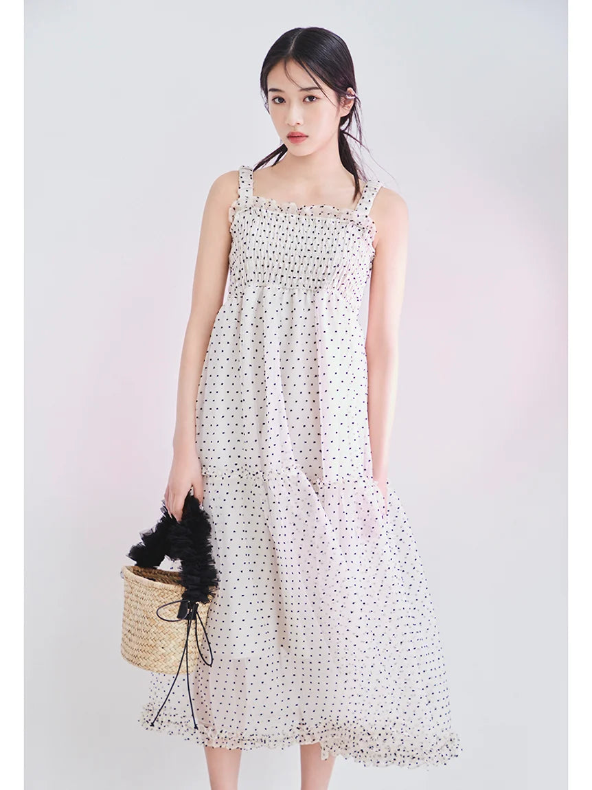 Smocked Tiered Maxi Dress with Ruffle Straps – SNIDEL Smocked Tiered Maxi Dress with Ruffle Straps – SNIDEL