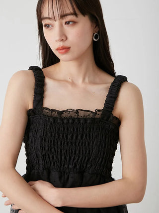 Smocked Tiered Maxi Dress with Ruffle Straps in BLACK, Luxury Women's Dresses at SNIDEL USA.