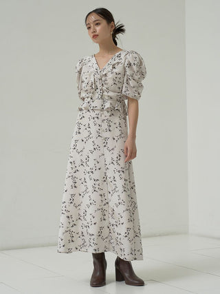 Variety Print Dress in IVORY, Luxury Women's Dresses at SNIDEL USA.