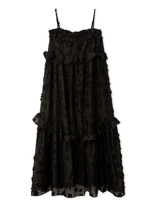 Spaghetti Strap Ruffle Maxi Dress in BLACK, Luxury Women's Dresses at SNIDEL USA.