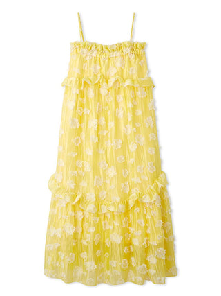 Spaghetti Strap Ruffle Maxi Dress in YELLOW, Luxury Women's Dresses at SNIDEL USA.