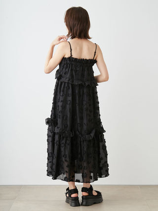 Spaghetti Strap Ruffle Maxi Dress in BLACK, Luxury Women's Dresses at SNIDEL USA.