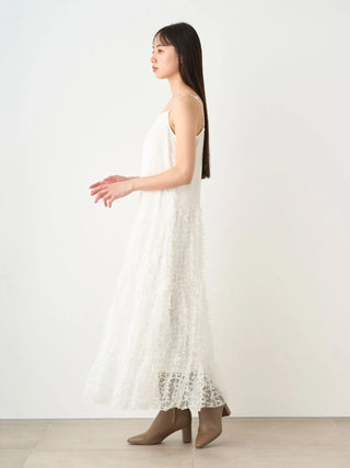 Pleated Varie Tiered Maxi Knit Dress in WHITE, Luxury Women's Dresses at SNIDEL USA.