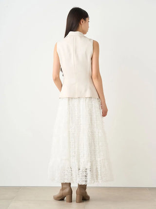 Pleated Varie Tiered Maxi Knit Dress in WHITE, Luxury Women's Dresses at SNIDEL USA.