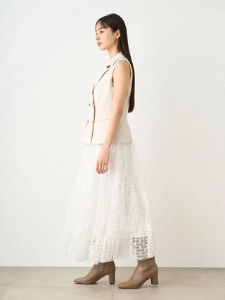 Pleated Varie Tiered Maxi Knit Dress in WHITE, Luxury Women's Dresses at SNIDEL USA.