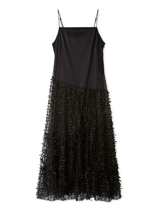 Pleated Varie Tiered Maxi Knit Dress in BLACK, Luxury Women's Dresses at SNIDEL USA.