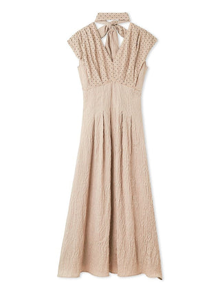 Sleeveless Plunge Neck Maxi Dress in BEIGE, Luxury Women's Dresses at SNIDEL USA.