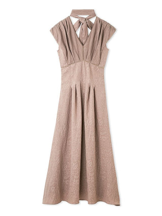 Sleeveless Plunge Neck Maxi Dress in MOCHA, Luxury Women's Dresses at SNIDEL USA.