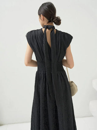 Sleeveless Plunge Neck Maxi Dress in BLACK, Luxury Women's Dresses at SNIDEL USA.