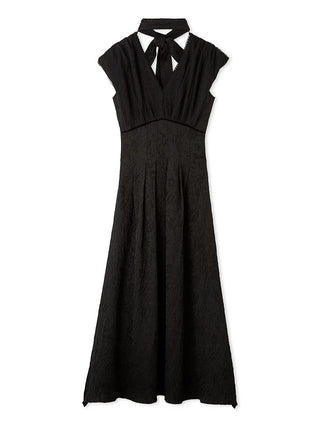 Sleeveless Plunge Neck Maxi Dress in BLACK, Luxury Women's Dresses at SNIDEL USA.