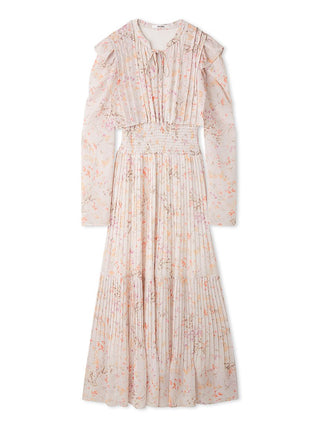 Vintage-Inspired Pleated Maxi Dress in Mix, Luxury Women's Dresses at SNIDEL USA