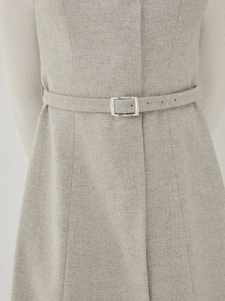 Sleeveless Belted Vest Midi Dress in Gray, Luxury Women's Dresses at SNIDEL USA