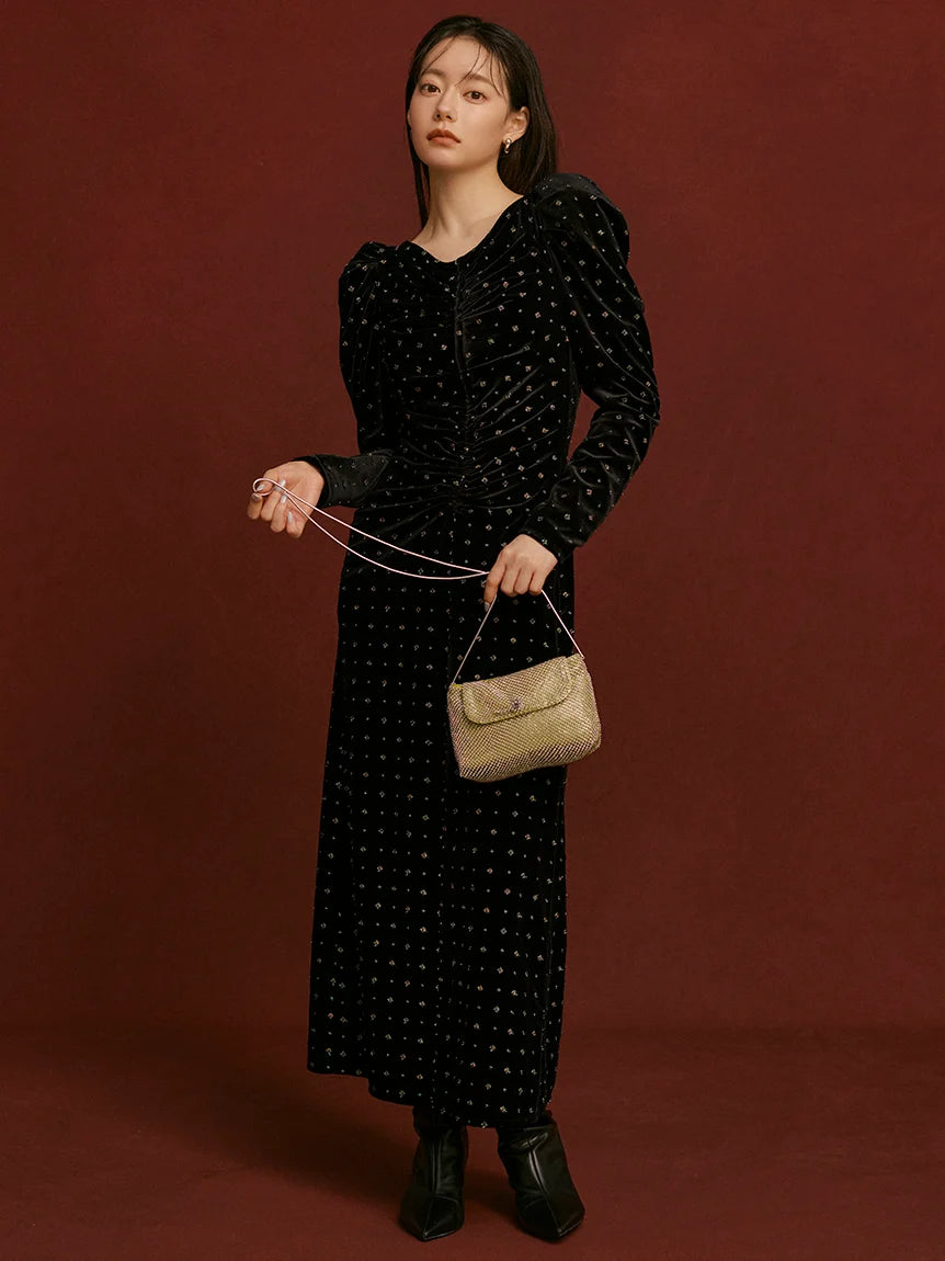 Velvet Embroidered Dress 0(SMALL) / Black Velvet Embroidered Dress 0(SMALL) / Black