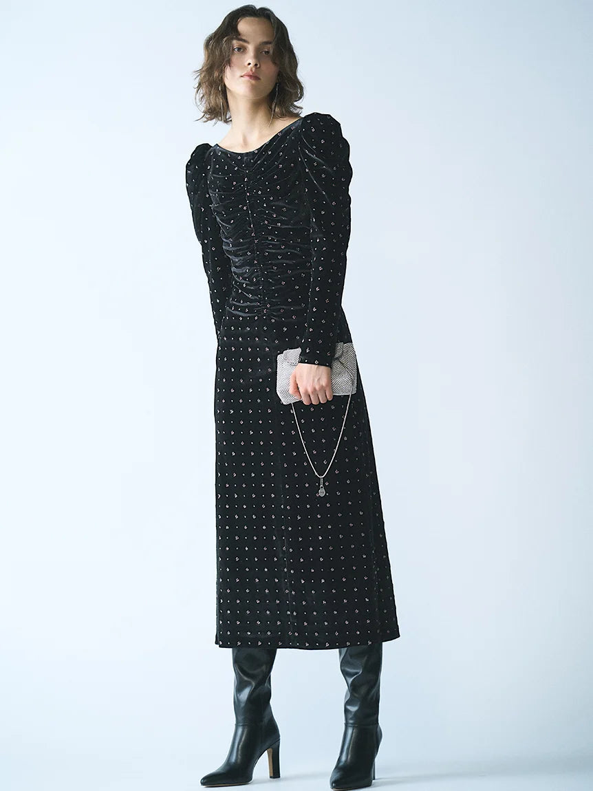 Velvet Embroidered Dress 0(SMALL) / Black Velvet Embroidered Dress 0(SMALL) / Black