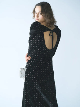 Velvet Embroidered Dress in Black, Luxury Women's Dresses at SNIDEL USA