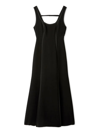 U-neck Fit-and-Flare Maxi Dress in Black, Luxury Women's Dresses at SNIDEL USA