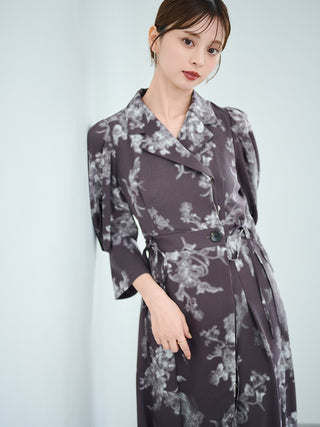 Pointillism Print Dress in Gray, Luxury Women's Dresses at SNIDEL USA