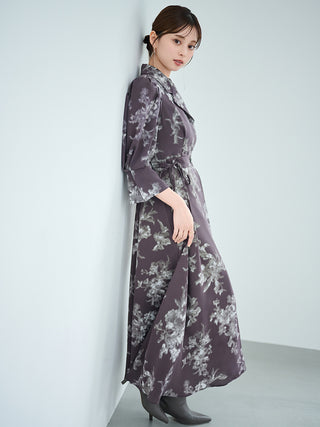 Pointillism Print Dress in Gray, Luxury Women's Dresses at SNIDEL USA