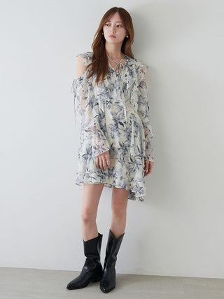 Sustainable Printed Frill Mini Dress