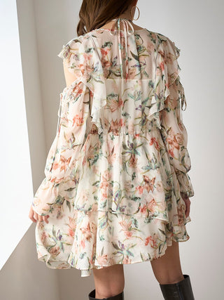 Sustainable Printed Frill Mini Dress