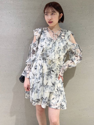 Sustainable Printed Frill Mini Dress