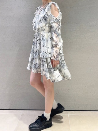 Sustainable Printed Frill Mini Dress