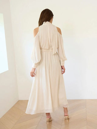 Cold Shoulder High Neck Maxi Dress